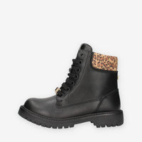 Stivaletti Cult T-700 in Nero e Beige con Dettagli Animalier