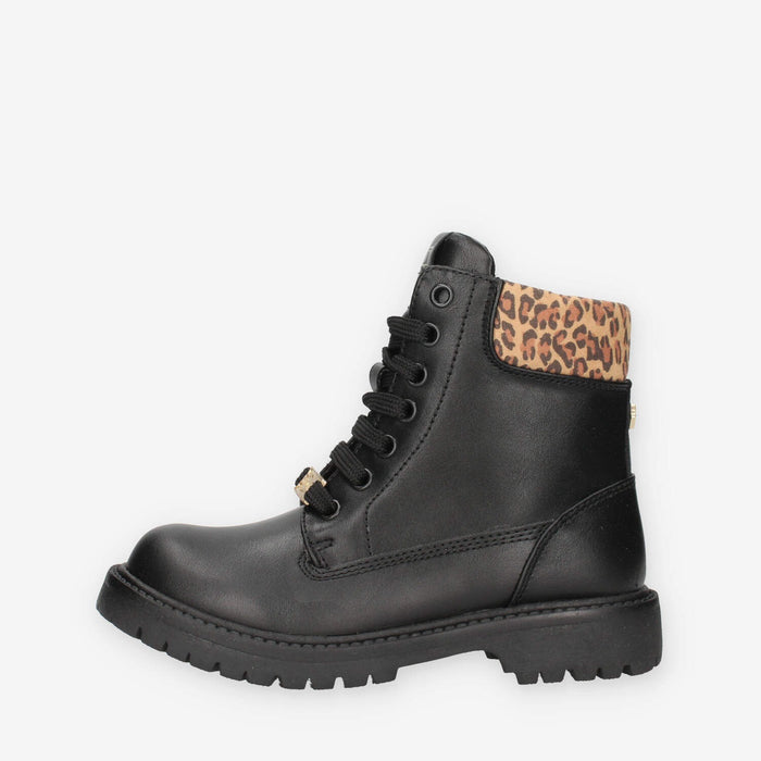 Stivaletti Cult T-700 in Nero e Beige con Dettagli Animalier