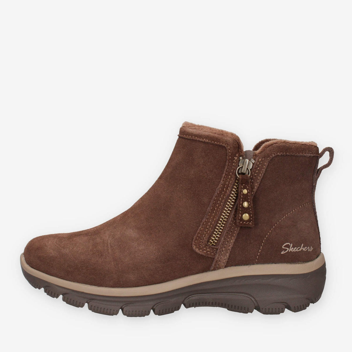 Stivaletti Donna Skechers in Pelle Scamosciata Marrone