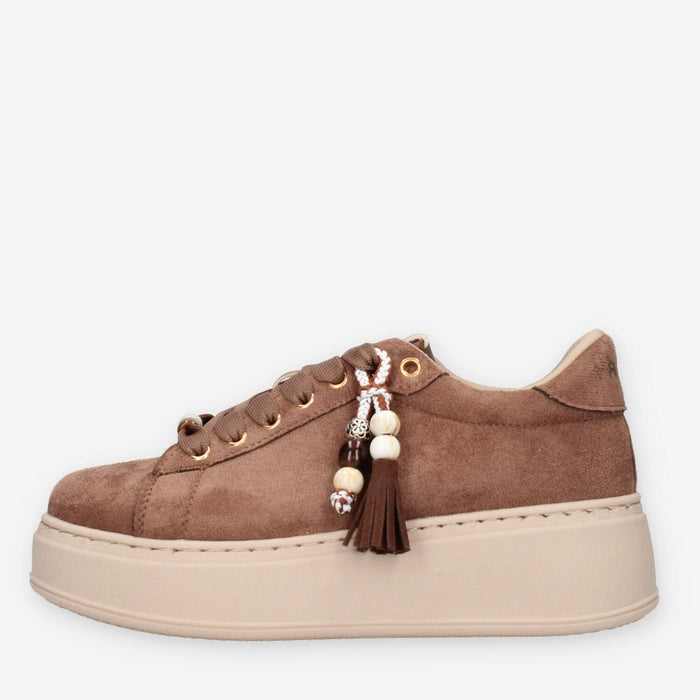 Sneakers Platform in Camoscio Marrone con Dettagli Decorativi - Refresh