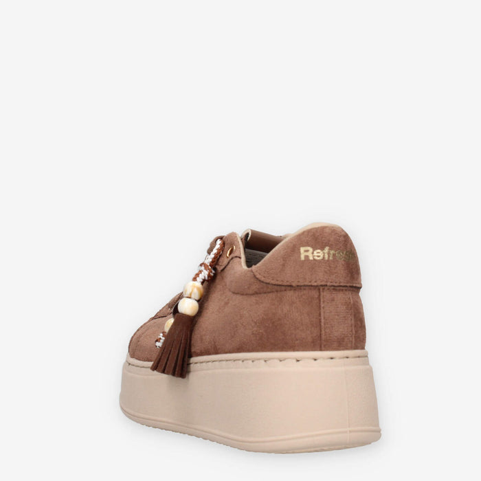 Sneakers Platform in Camoscio Marrone con Dettagli Decorativi - Refresh