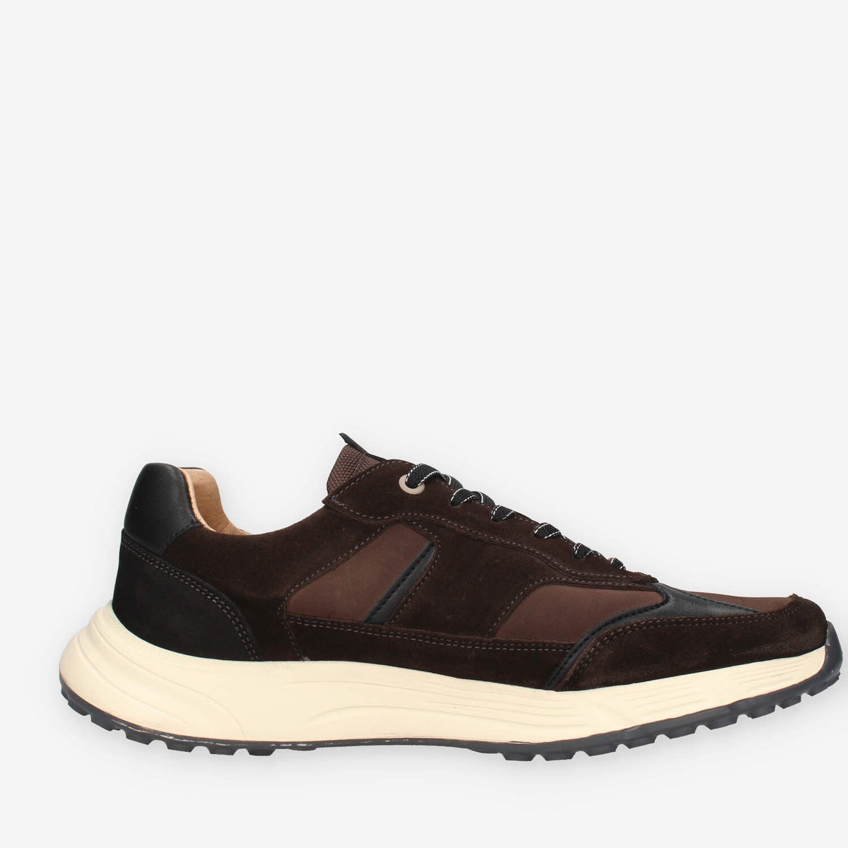 Sneakers Uomo Ambitious in Pelle Scamosciata - Nero e Marrone