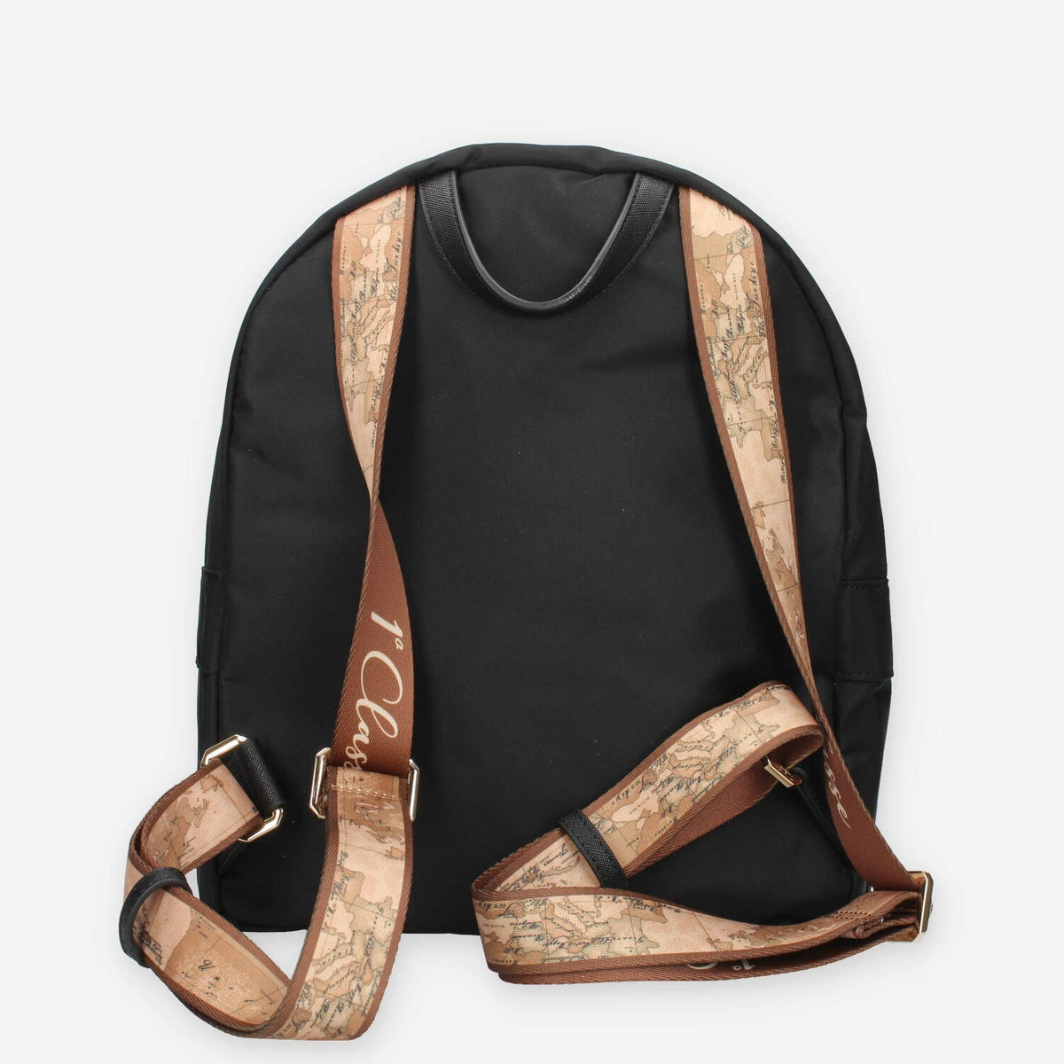Zaino Elegante Nero con Dettagli Geografici - Alviero Martini Prima Classe