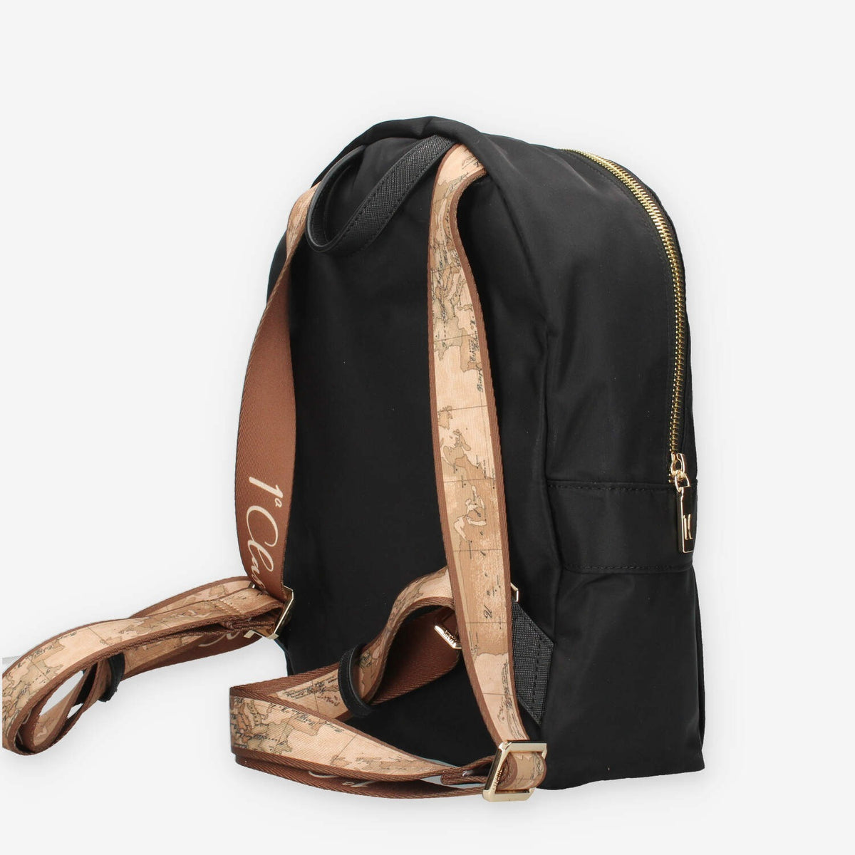 Zaino Elegante Nero con Dettagli Geografici - Alviero Martini Prima Classe