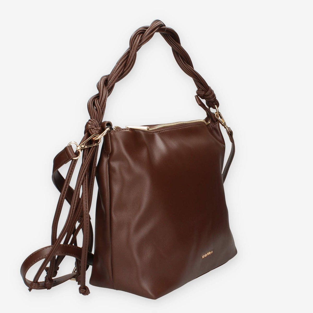 Borsa a Spalla in ecopelle Intrecciata Vivienne - Marrone