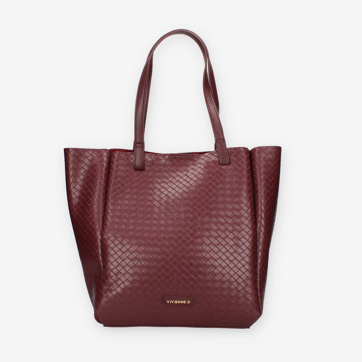 Borsa Shopper Intrecciata in ecopelle Bordeaux - Vivienne