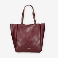 Borsa Shopper Intrecciata in ecopelle Bordeaux - Vivienne