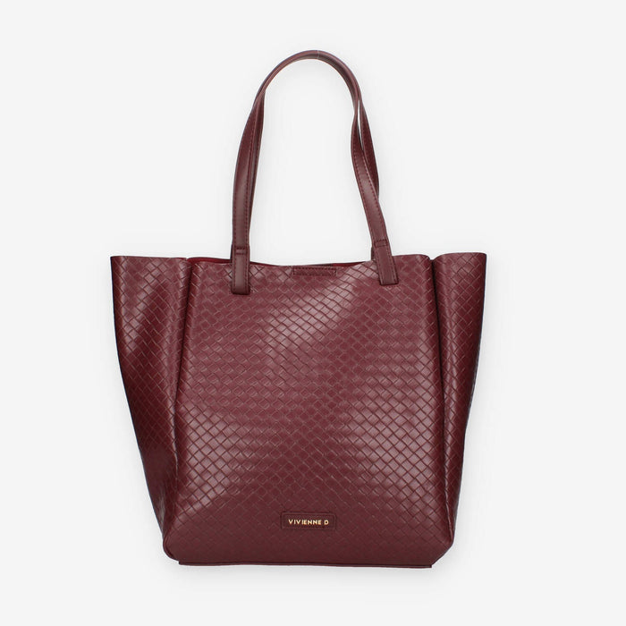 Borsa Shopper Intrecciata in ecopelle Bordeaux - Vivienne
