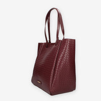 Borsa Shopper Intrecciata in ecopelle Bordeaux - Vivienne