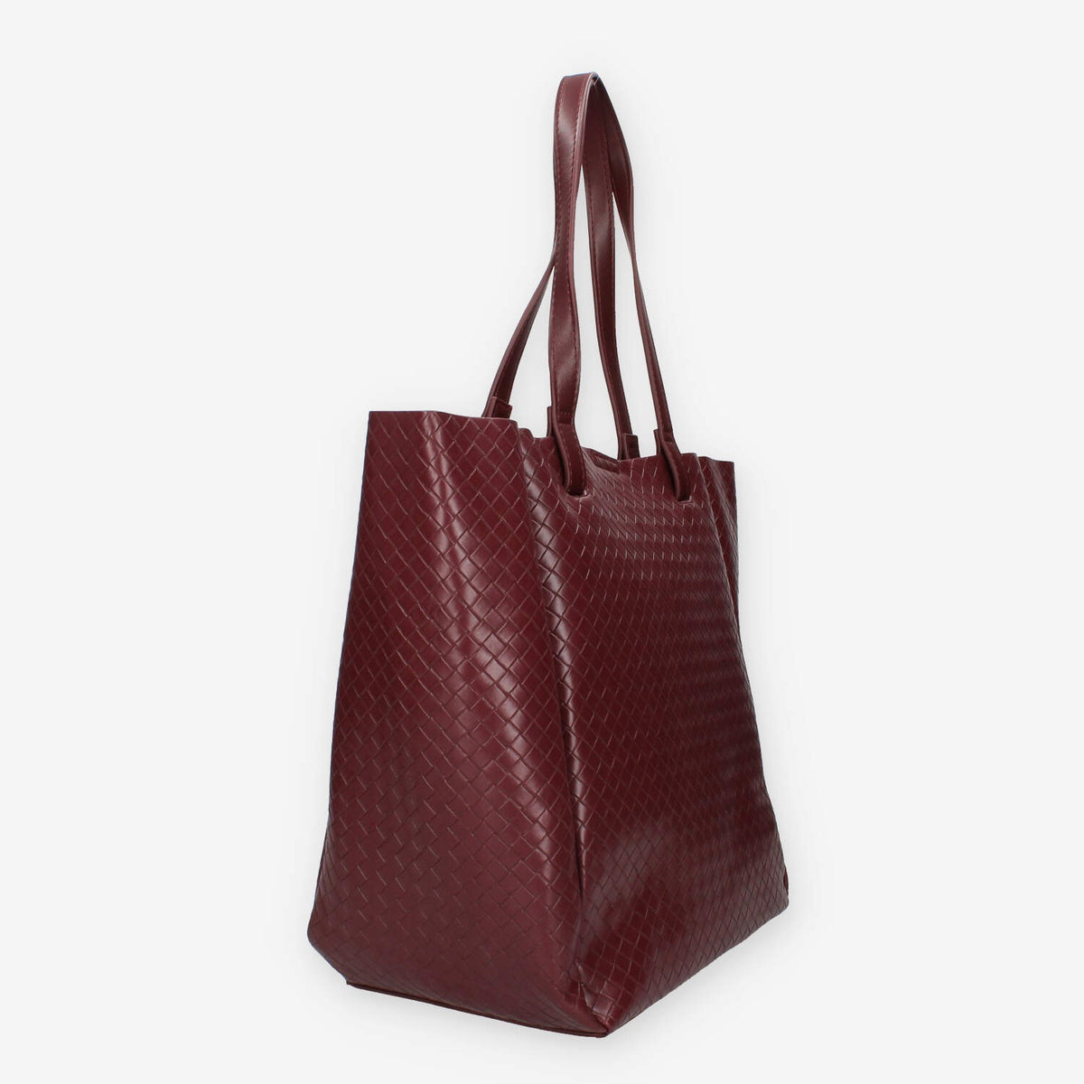 Borsa Shopper Intrecciata in ecopelle Bordeaux - Vivienne