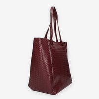 Borsa Shopper Intrecciata in ecopelle Bordeaux - Vivienne