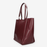 Borsa Shopper Intrecciata in ecopelle Bordeaux - Vivienne