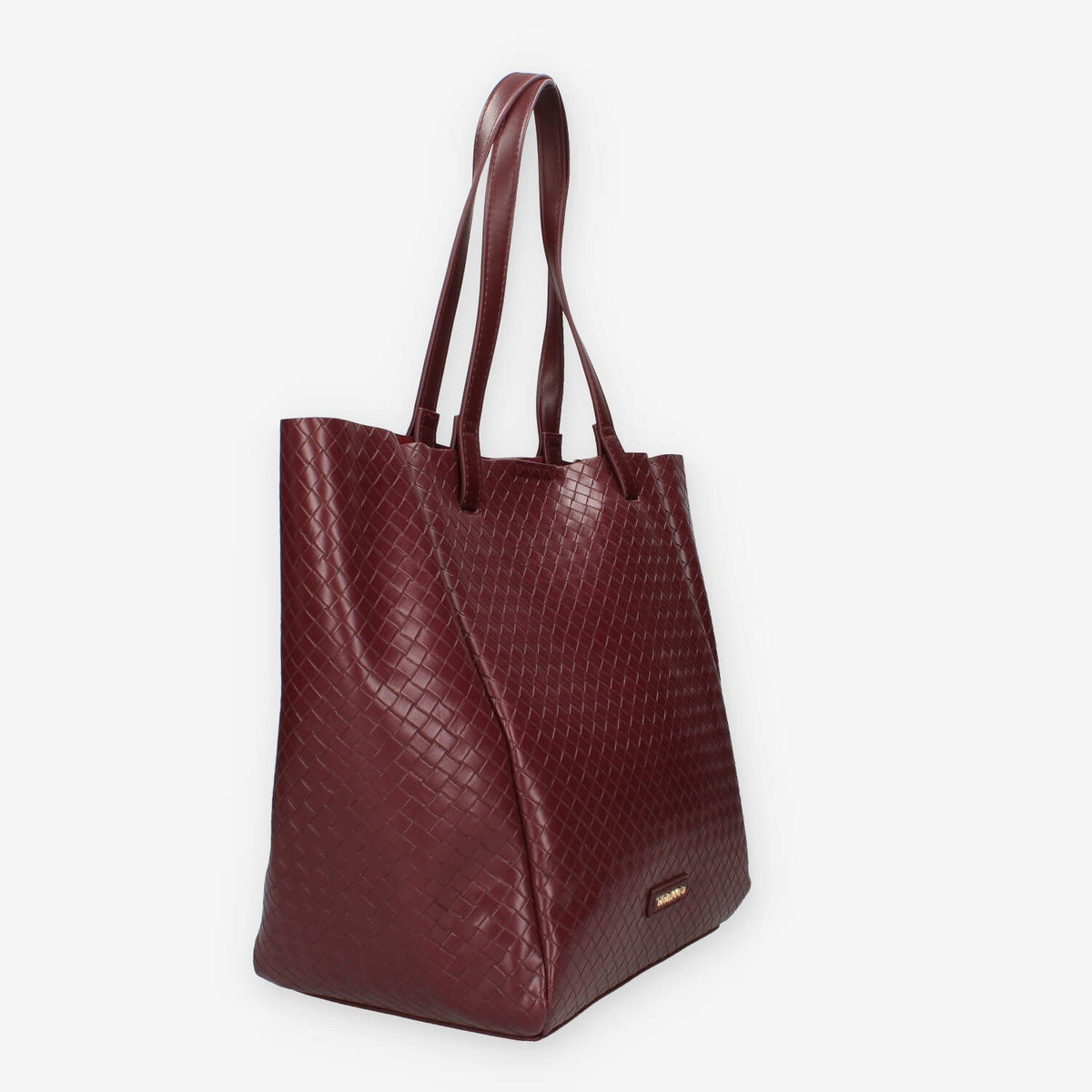 Borsa Shopper Intrecciata in ecopelle Bordeaux - Vivienne