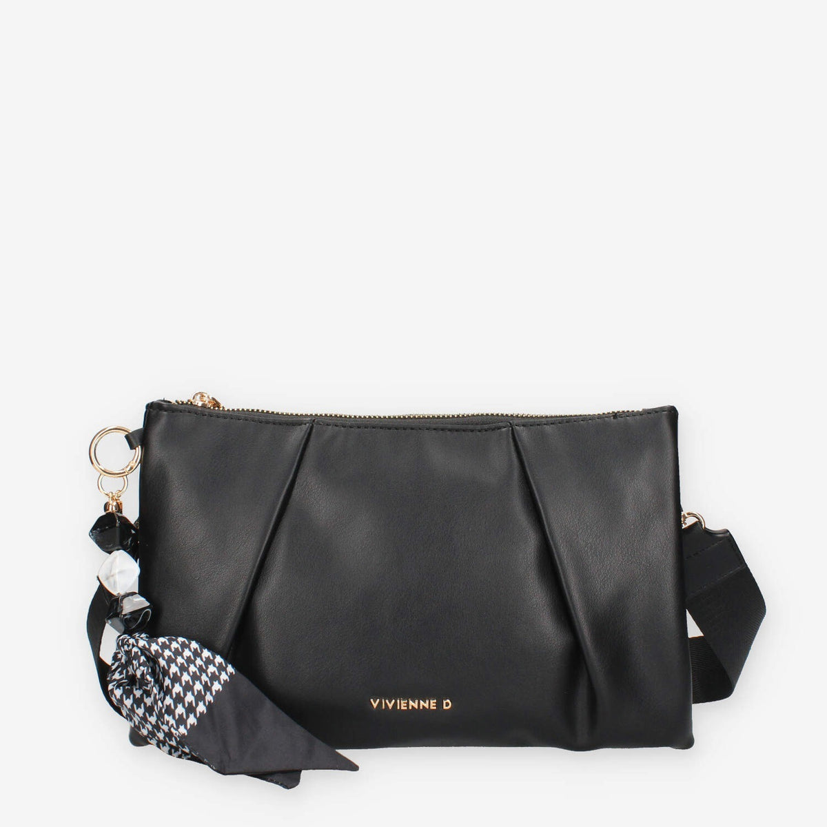 Borsa a Tracolla Vivienne nera con Dettaglio mini Foulard