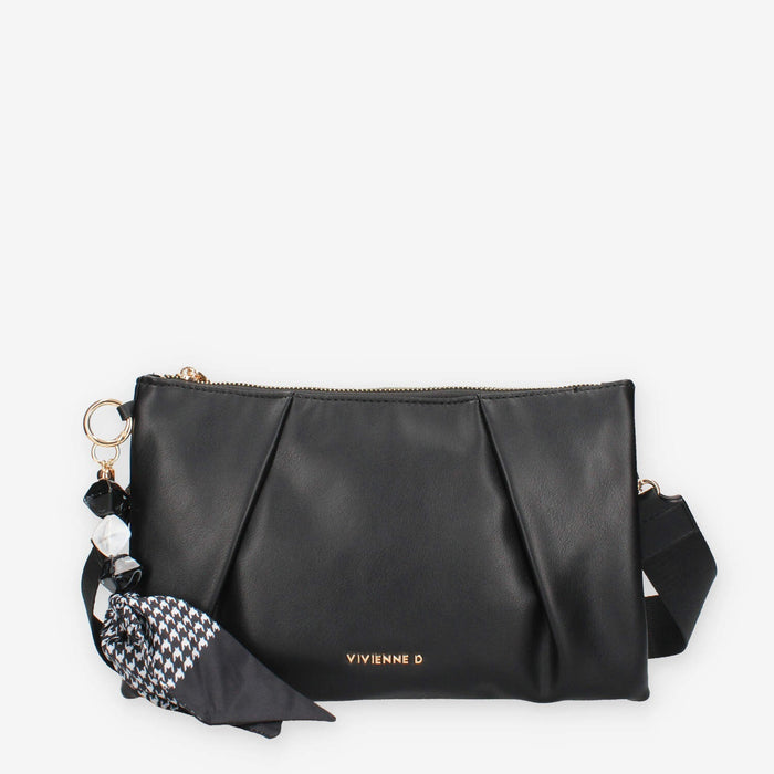 Borsa a Tracolla Vivienne nera con Dettaglio mini Foulard