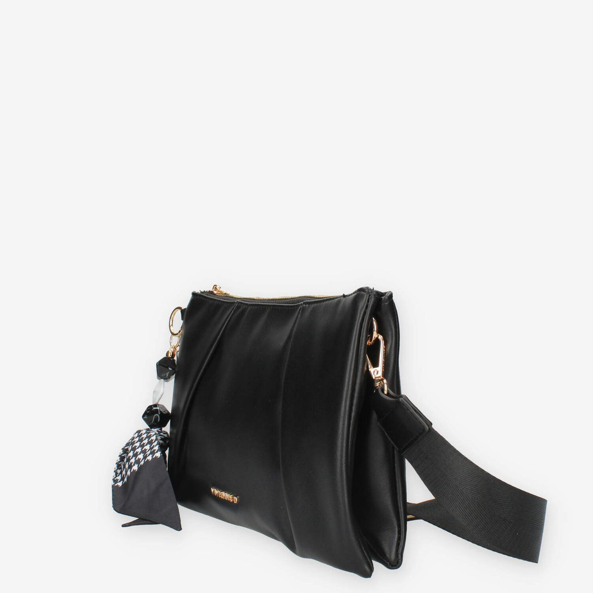 Borsa a Tracolla Vivienne nera con Dettaglio mini Foulard