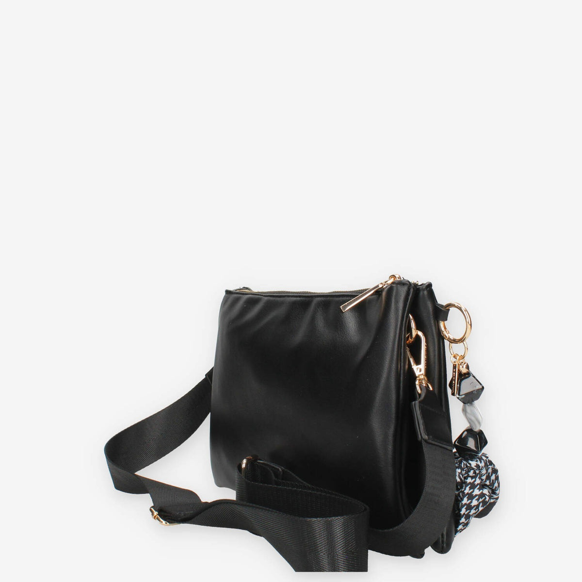 Borsa a Tracolla Vivienne nera con Dettaglio mini Foulard