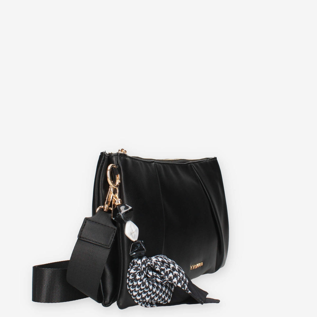 Borsa a Tracolla Vivienne nera con Dettaglio mini Foulard