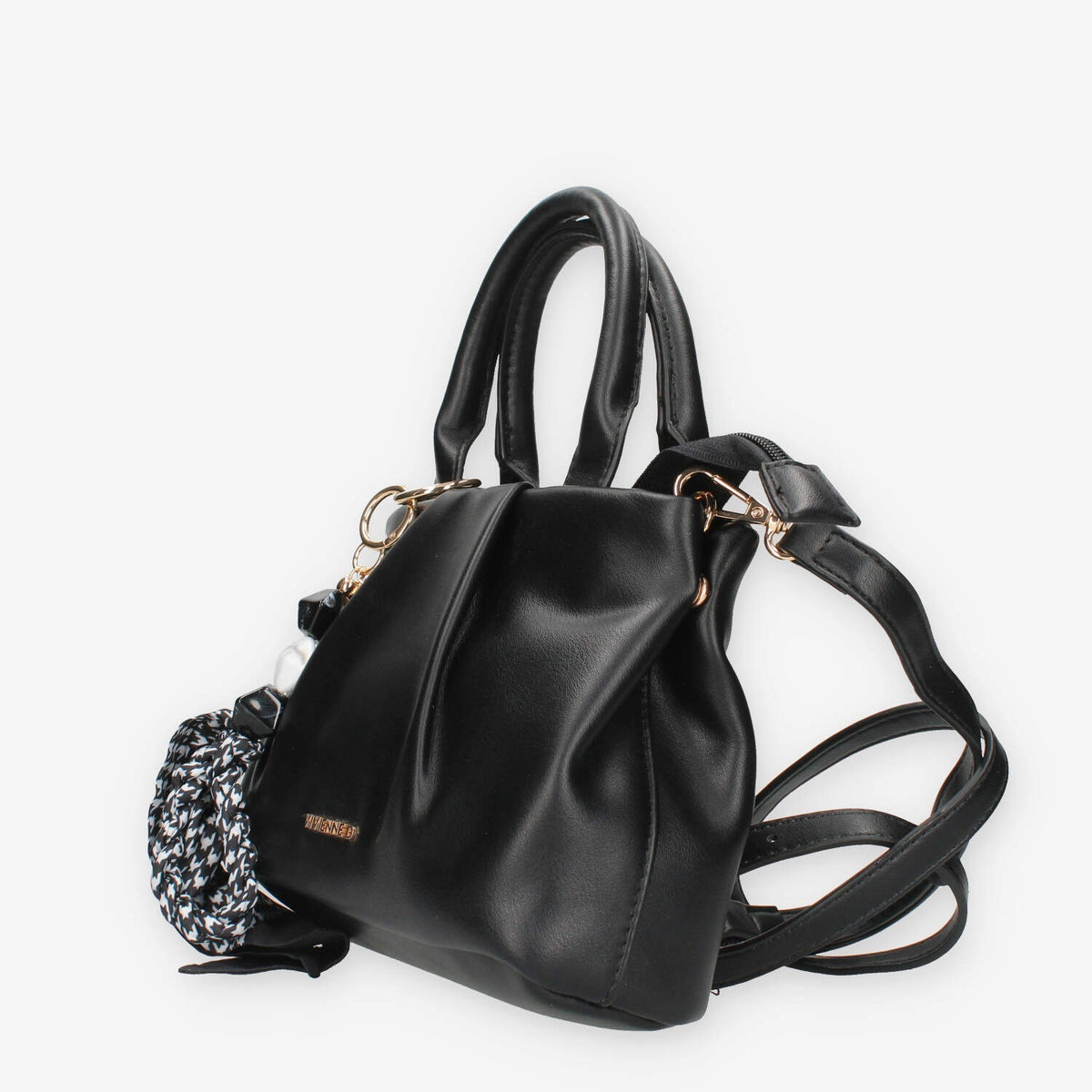 Borsa a Mano Vivienne nera con Charm Decorativo