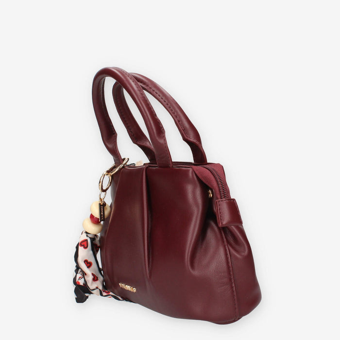 Borsa a Mano Vivienne Bordeaux con Charm Decorativo