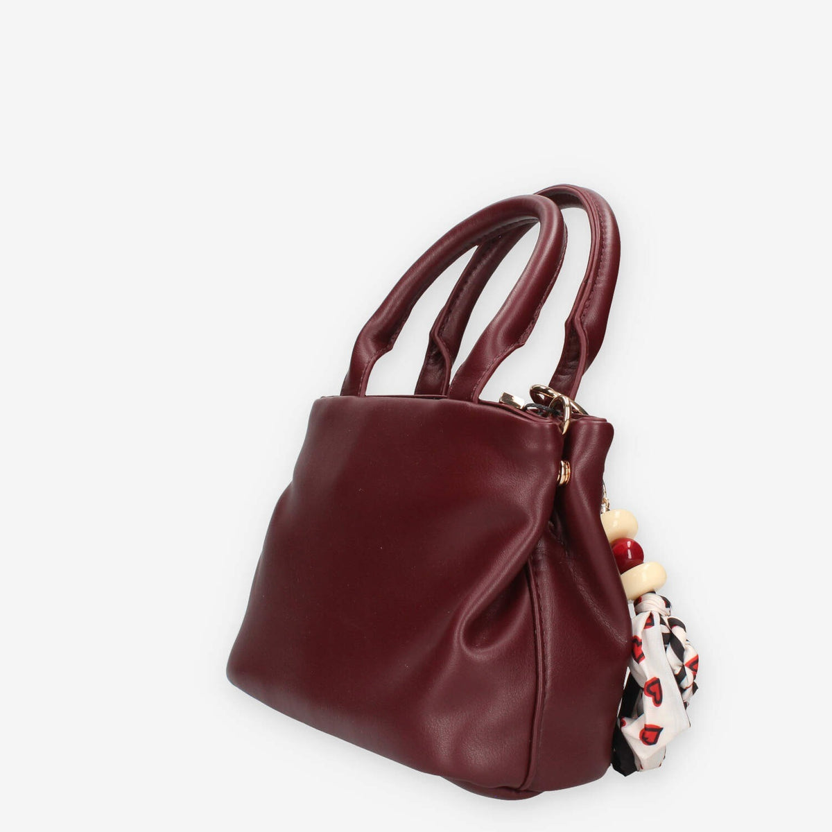 Borsa a Mano Vivienne Bordeaux con Charm Decorativo
