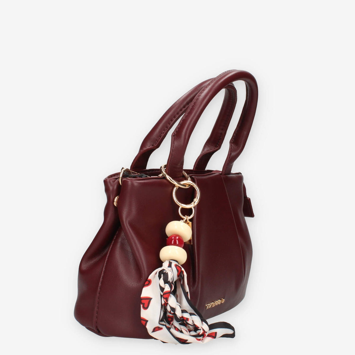 Borsa a Mano Vivienne Bordeaux con Charm Decorativo