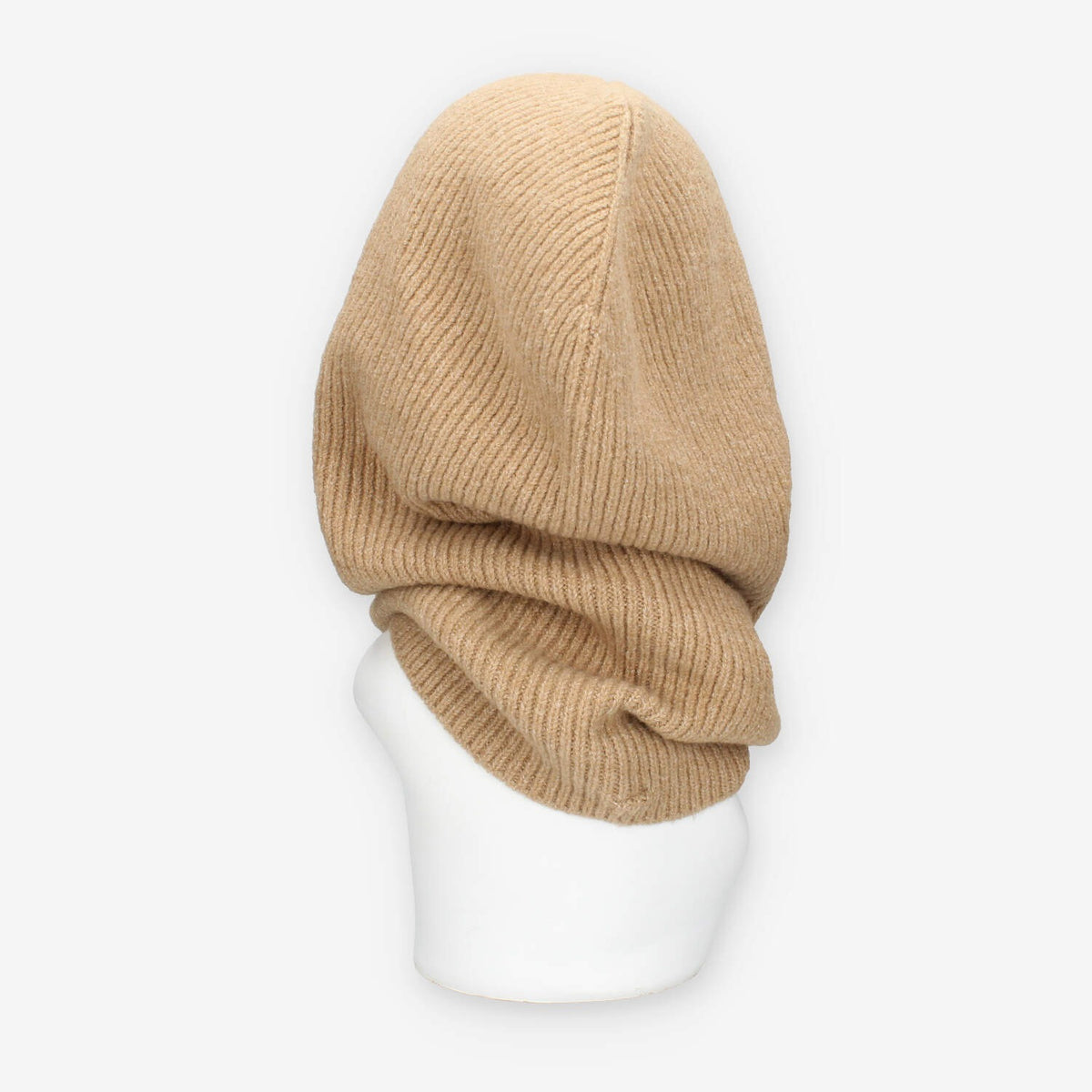 Cappuccio in maglia di misto lana camel – Vivienne