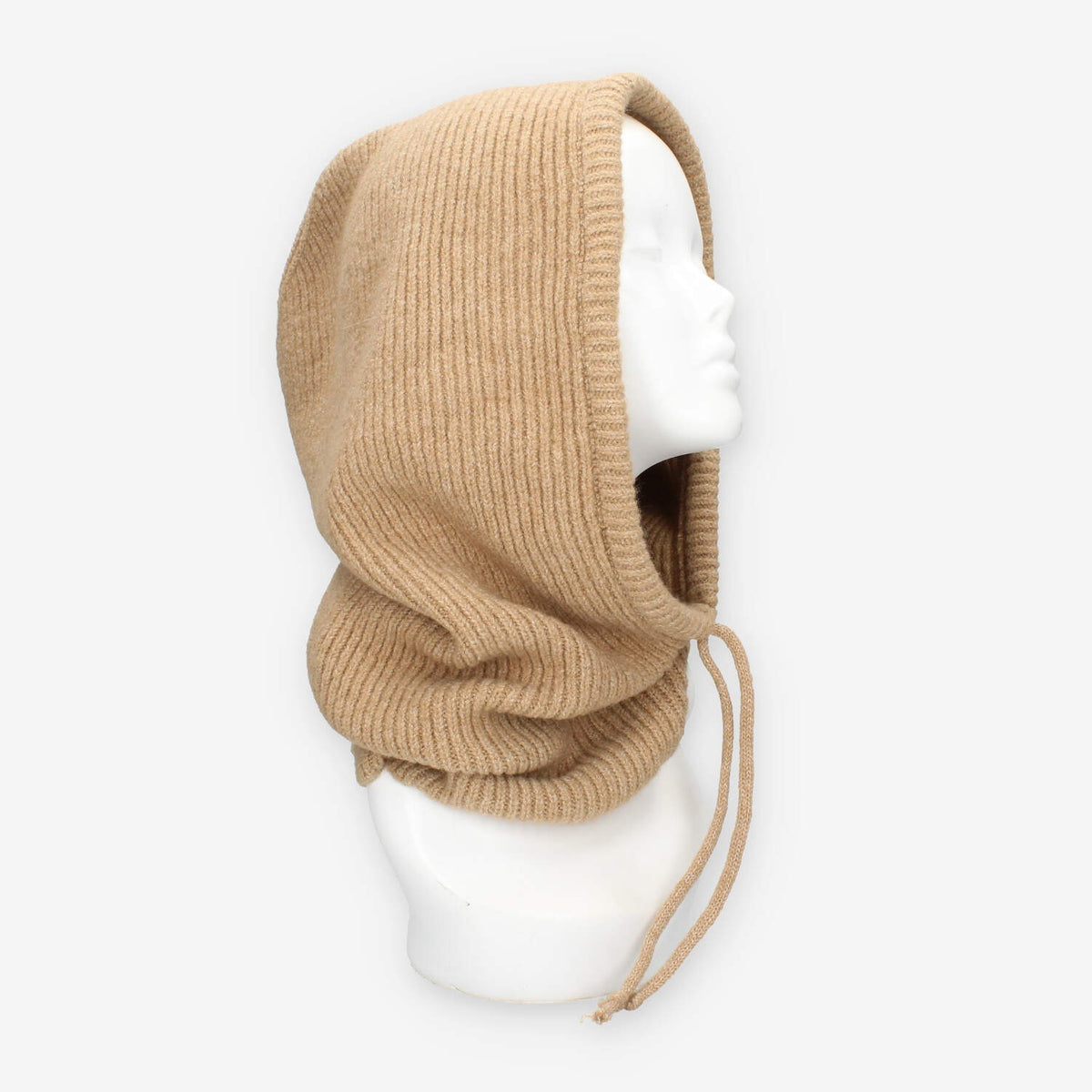 Cappuccio in maglia di misto lana camel – Vivienne