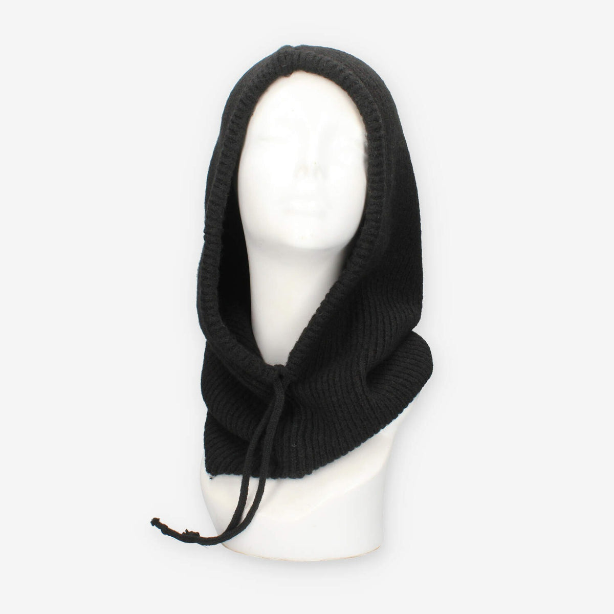 Cappuccio in maglia di misto lana nero – Vivienne