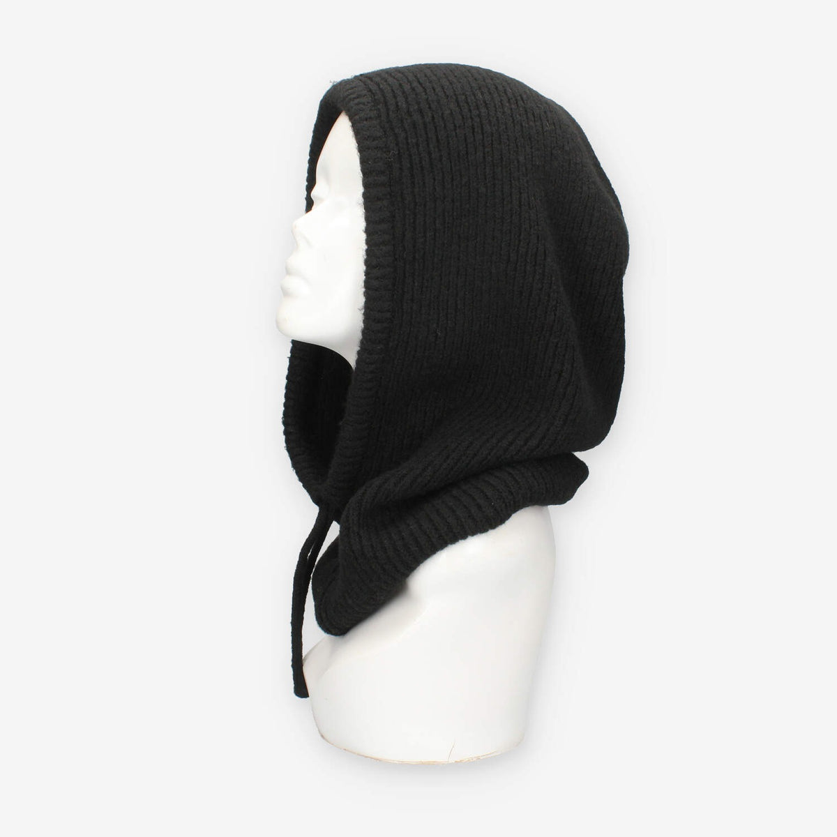 Cappuccio in maglia di misto lana nero – Vivienne