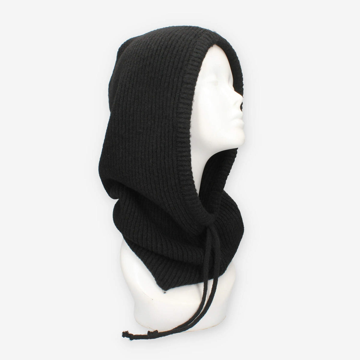 Cappuccio in maglia di misto lana nero – Vivienne