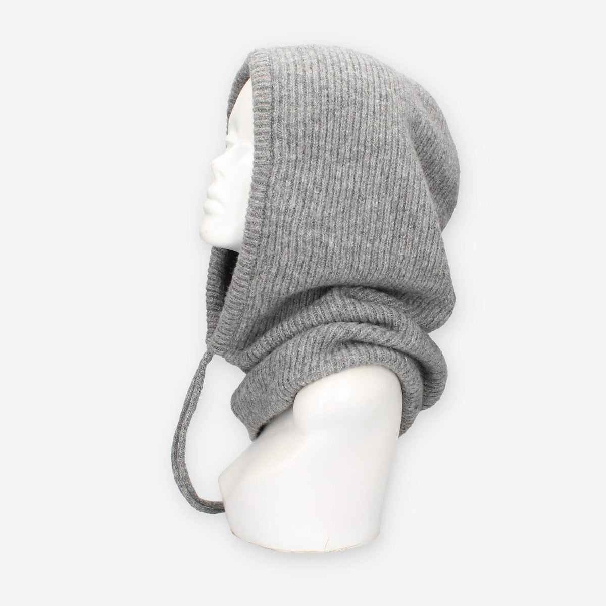 Cappuccio in maglia di misto lana grigio – Vivienne