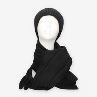 Set Invernale Vivienne in maglia nero - Berretto, Sciarpa e Guanti