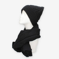 Set Invernale Vivienne in maglia nero - Berretto, Sciarpa e Guanti