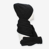 Set Invernale Vivienne in maglia nero - Berretto, Sciarpa e Guanti