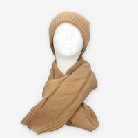 Set Invernale Vivienne in maglia Camel - Berretto, Sciarpa e Guanti
