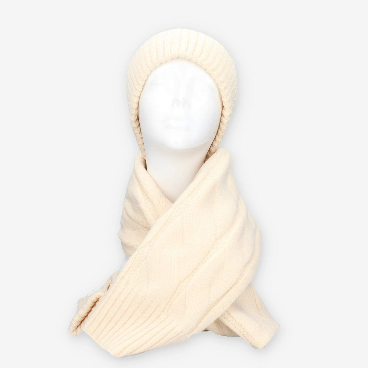Set Invernale Vivienne in maglia Beige - Berretto, Sciarpa e Guanti