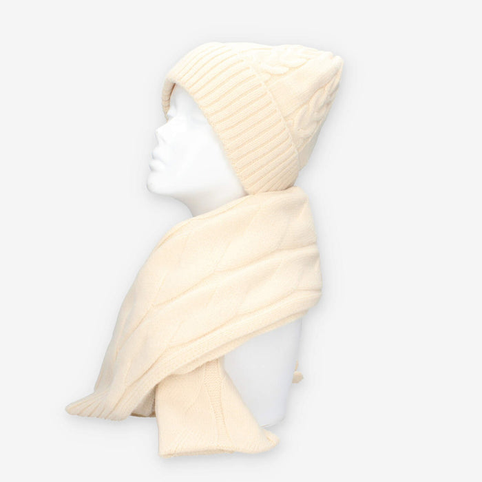 Set Invernale Vivienne in maglia Beige - Berretto, Sciarpa e Guanti