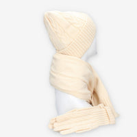 Set Invernale Vivienne in maglia Beige - Berretto, Sciarpa e Guanti