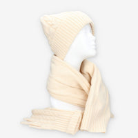 Set Invernale Vivienne in maglia Beige - Berretto, Sciarpa e Guanti