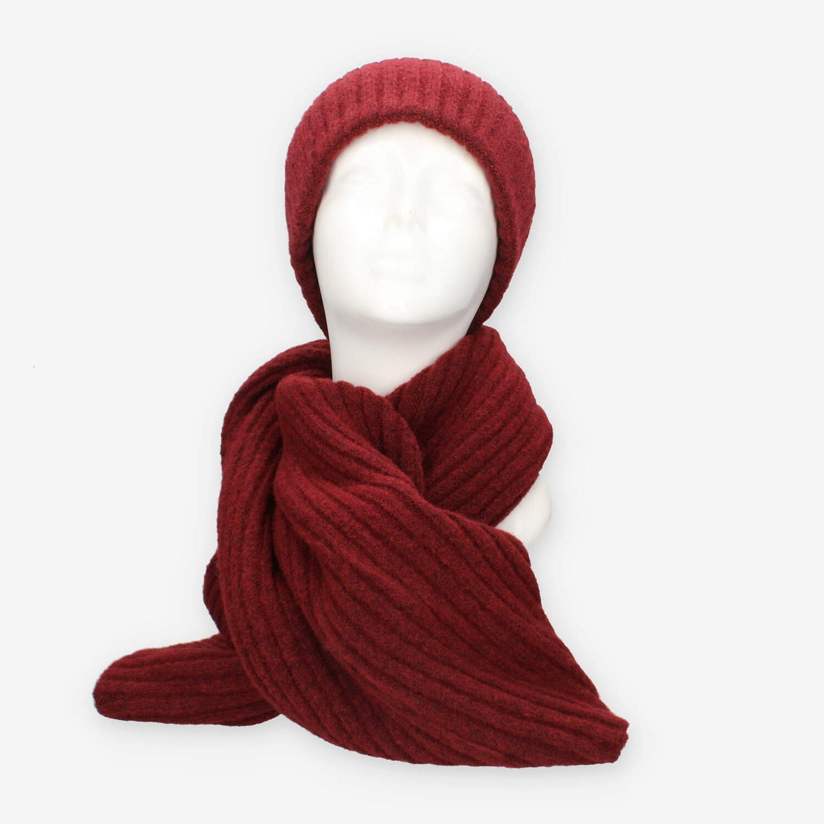 Set Invernale cappello e sciarpa Vivienne in misto lana Bordeaux