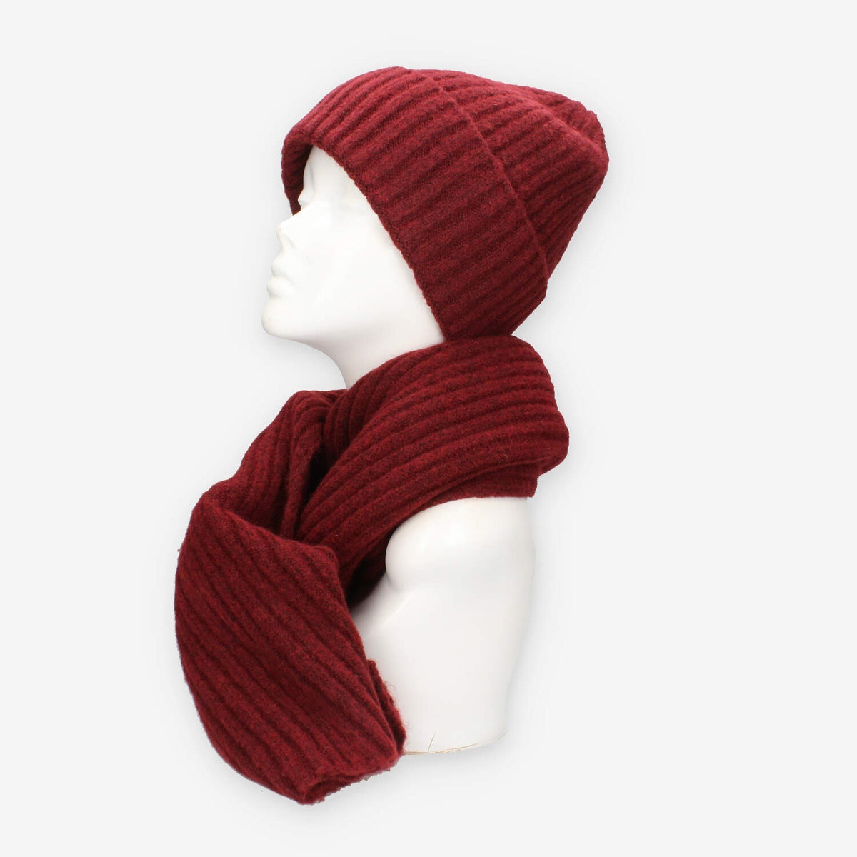 Set Invernale cappello e sciarpa Vivienne in misto lana Bordeaux