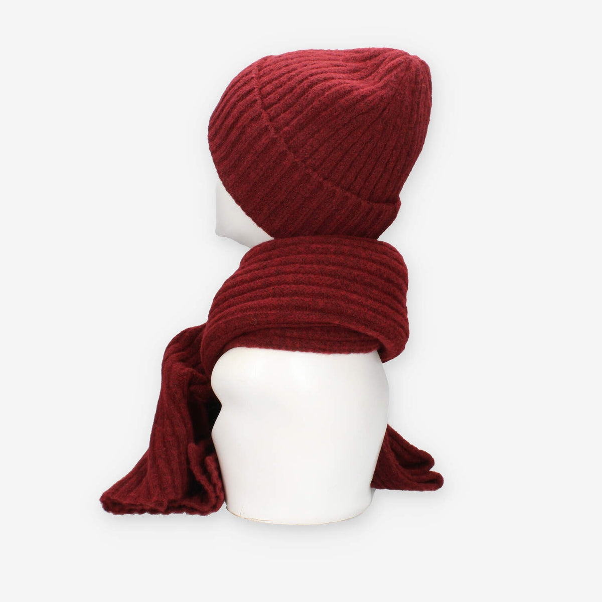 Set Invernale cappello e sciarpa Vivienne in misto lana Bordeaux