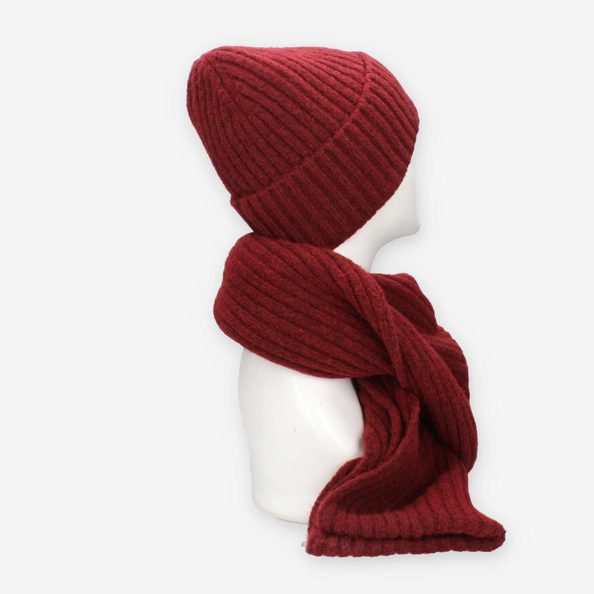 Set Invernale cappello e sciarpa Vivienne in misto lana Bordeaux