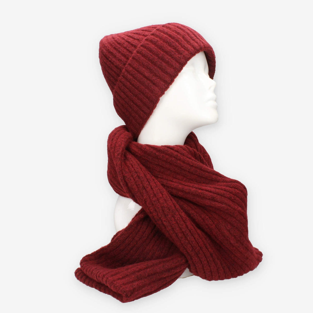 Set Invernale cappello e sciarpa Vivienne in misto lana Bordeaux