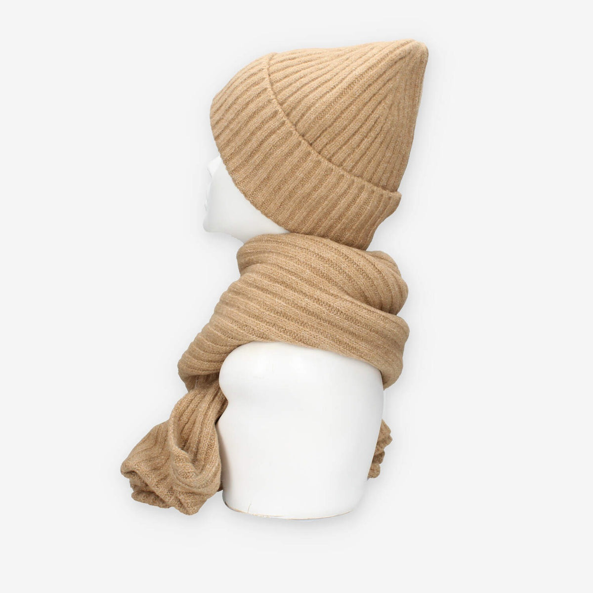 Set Invernale cappello e sciarpa Vivienne in misto lana camel