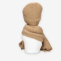 Set Invernale cappello e sciarpa Vivienne in misto lana camel