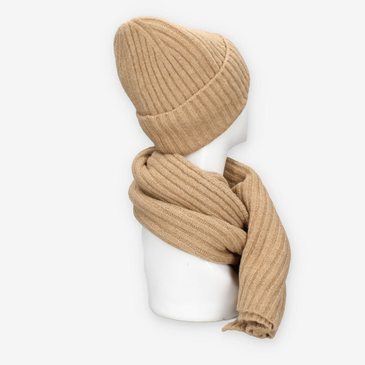 Set Invernale cappello e sciarpa Vivienne in misto lana camel