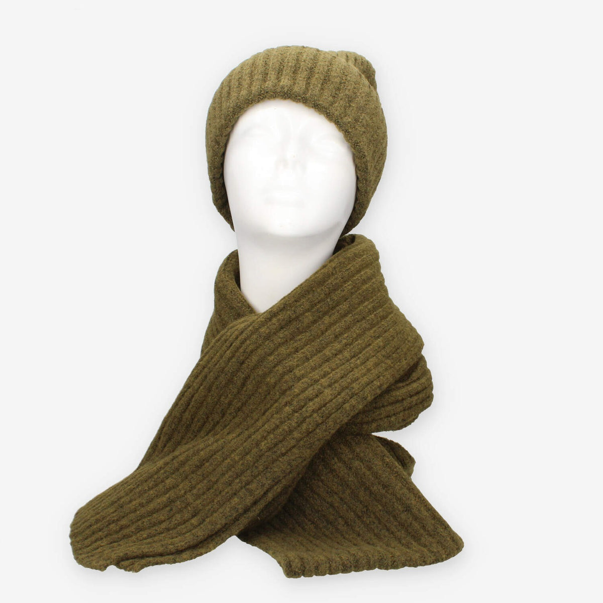 Set Invernale cappello e sciarpa Vivienne in misto lana verde