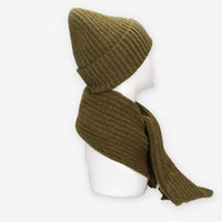 Set Invernale cappello e sciarpa Vivienne in misto lana verde